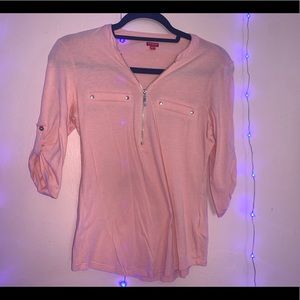 Pink Zip Up Top with button up Side sleeves